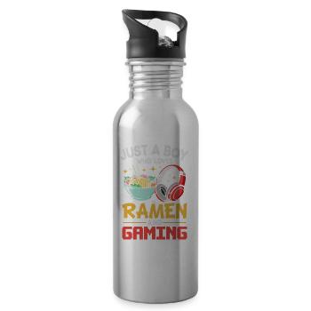 Gaming Zocker Anime Ramen Videospiele Gamer - Trinkflasche mit integriertem Trinkhalm - Lightsilver - Rechts