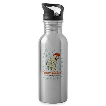 Drôle Noël bonhomme de neige flocons de neige humour - Gourde avec paille intégrée - argent clair - Droite
