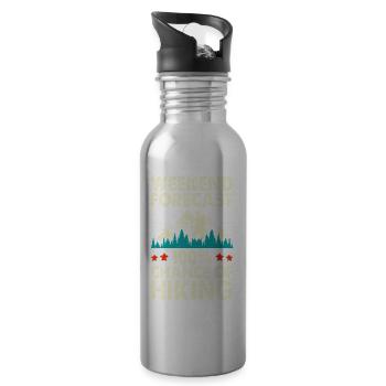 Hiking Hiker Mountaineer Gift - Water bottle with straw - silver - Right