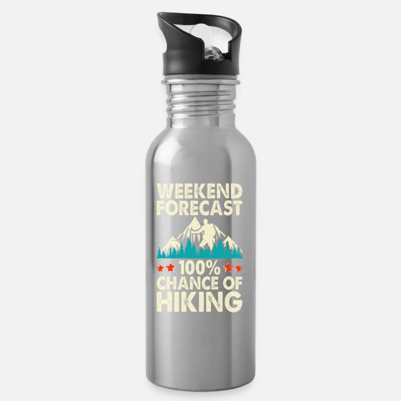 Wandern Wanderer Bergsteiger Geschenk - Trinkflasche mit integriertem Trinkhalm - Lightsilver