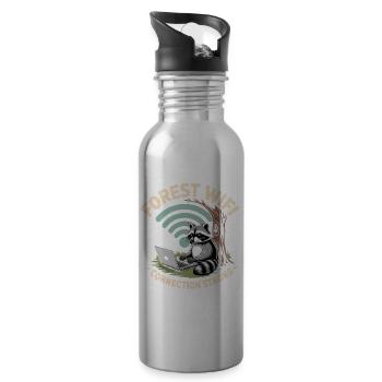 Lustiger Waschbär - Forest Wifi - Trinkflasche mit integriertem Trinkhalm - Lightsilver - Rechts