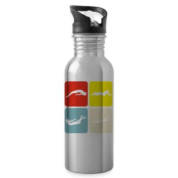 Schwimmen Wassersport Schwimmer Geschenke - Trinkflasche mit integriertem Trinkhalm - Lightsilver - Rechts