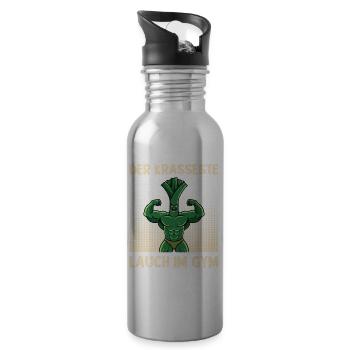 Gewichtheber DER KRASSESTE LAUCH IM GYM Lustig - Trinkflasche mit integriertem Trinkhalm - Lightsilver - Rechts