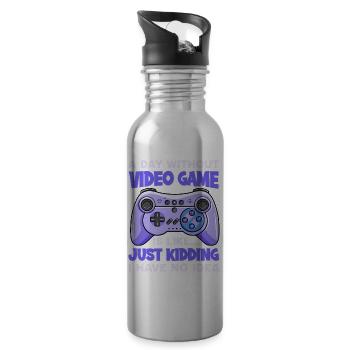 Gamer Gaming - Water bottle with straw - silver - Right