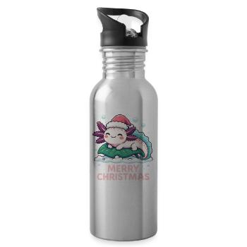 Mignon Axolotl Joyeux Noël - Gourde avec paille intégrée - argent clair - Droite