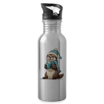 Winterotter mit Tee - Trinkflasche mit integriertem Trinkhalm - Lightsilver - Rechts