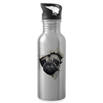Mops - Trinkflasche mit integriertem Trinkhalm - Lightsilver - Rechts