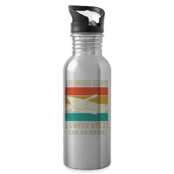 Kayaker Gifts Kayak Water Sports Outfits - Water bottle with straw - silver - Right