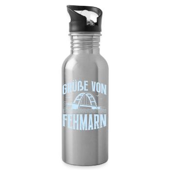 Ostsee Urlaub GRÜßE VON FEHMARN Lustiges - Trinkflasche mit integriertem Trinkhalm - Lightsilver - Rechts