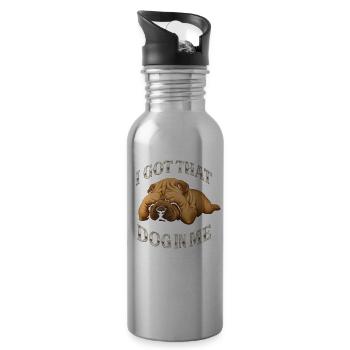 Shar Pei Hunde Humor Spruch Geschenkidee - Trinkflasche mit integriertem Trinkhalm - Lightsilver - Rechts