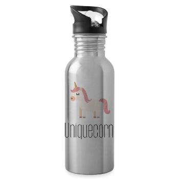 Uniquecorn – Minimalistisches Einhorn Design - Trinkflasche mit integriertem Trinkhalm - Lightsilver - Rechts