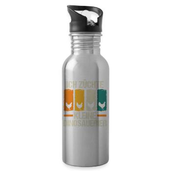 chickens chicken farmer farmer chicken - Water bottle with straw - silver - Right