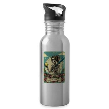 The Softball Mom Bold Graphic for Game Day Fans - Water bottle with straw - silver - Right