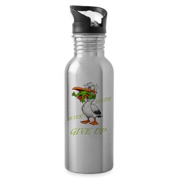 Cigogne - Grenouille ne jamais abandonner - Gourde avec paille intégrée - argent clair - Droite