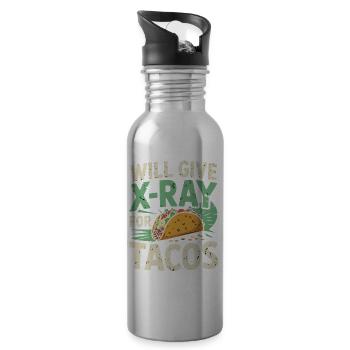 Humour de tacos aux rayons X - Gourde avec paille intégrée - argent clair - Droite