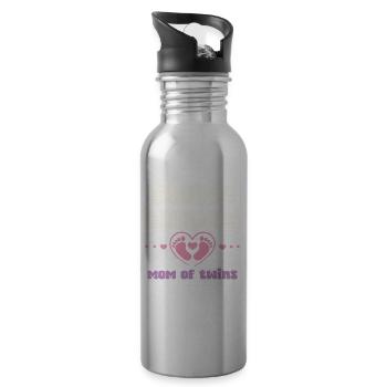 Doppelt gesegnet Zwillingsmama - Trinkflasche mit integriertem Trinkhalm - Lightsilver - Rechts
