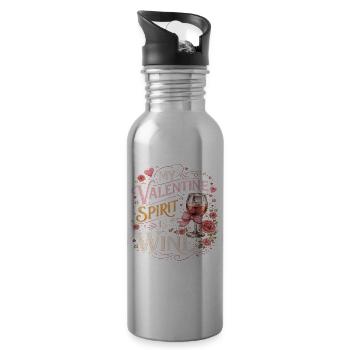 Valentinsgeist ist Wein - Trinkflasche mit integriertem Trinkhalm - Lightsilver - Rechts
