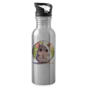 Ratten Ratte - Trinkflasche mit integriertem Trinkhalm - Lightsilver - Rechts