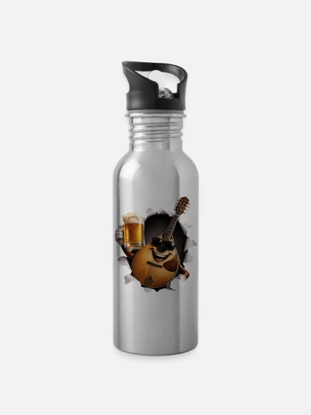 Mandoline Bier Musikinstrument - Trinkflasche mit integriertem Trinkhalm - Lightsilver