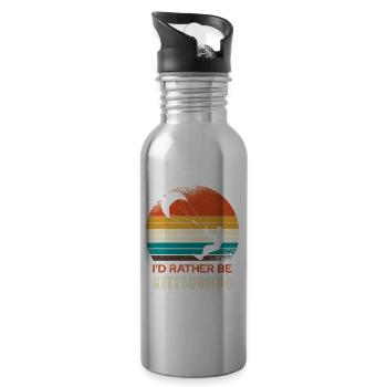 Kitesurfing Retro Circle Design - Water bottle with straw - silver - Right
