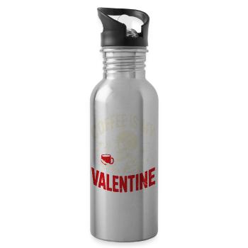 Drôle de Saint-Valentin Squelette Amoureux du café Humour gothique - Gourde avec paille intégrée - argent clair - Droite