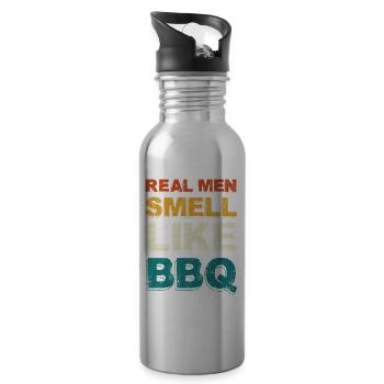 Real Men Smell Like BBQ - Trinkflasche mit integriertem Trinkhalm - Lightsilver - Rechts