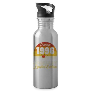 Vintage January 1996 Anniversary 1996 Retro - Water bottle with straw - silver - Right