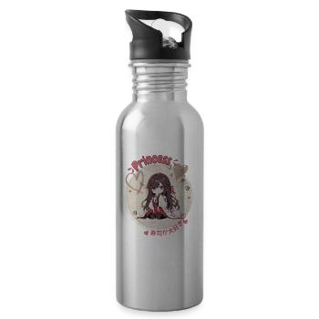 Kawaii Anime Princess – Otaku Girl Design - Gourde avec paille intégrée - argent clair - Droite