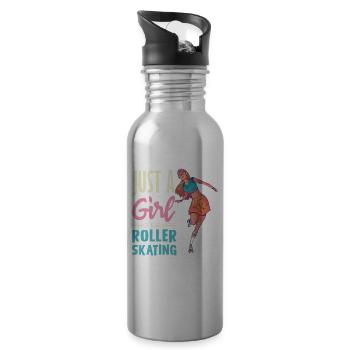 Just a Girl Loves Roller Skating - Water bottle with straw - silver - Right