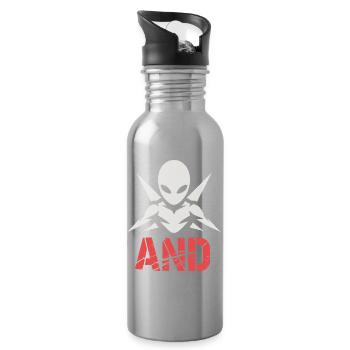 Alien Ninja Emblem - Trinkflasche mit integriertem Trinkhalm - Lightsilver - Rechts