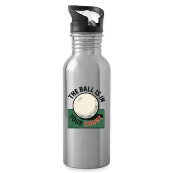 Dieser Ball liegt bei dir – Tischtennis - Trinkflasche mit integriertem Trinkhalm - Lightsilver - Rechts