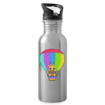 Giraffe Heißluftballon - Trinkflasche mit integriertem Trinkhalm - Lightsilver - Rechts