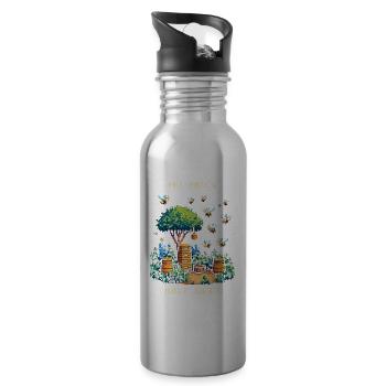 No NPCs, only bees | Beekeeping & Honey - Water bottle with straw - silver - Right