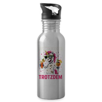 Lustig war es trotzdem Einhorn Party - Trinkflasche mit integriertem Trinkhalm - Lightsilver - Rechts