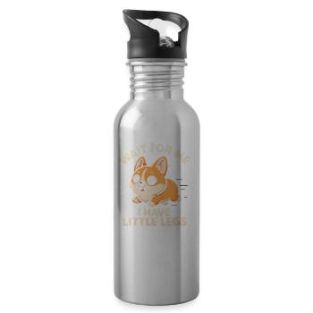 Le chien dit Humour Mème Humour, Drôle, petites jambes drôles - Gourde avec paille intégrée - argent clair - Droite