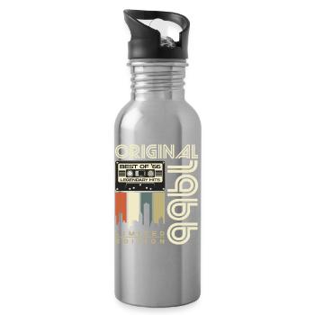 1966 Jahrgang geboren 60. Geburtstag Geschenk - Trinkflasche mit integriertem Trinkhalm - Lightsilver - Rechts