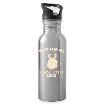 Pinguin Spruch Humor Meme Lustig Geschenkidee - Trinkflasche mit integriertem Trinkhalm - Lightsilver - Rechts
