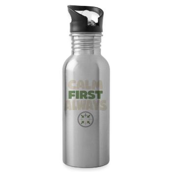 Calmness beats panic, lifestyle, - Water bottle with straw - silver - Right