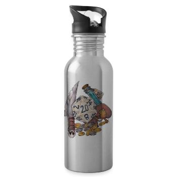 Rollenspiel Tabletop D20 Würfel Geschenk Dieb Raub - Trinkflasche mit integriertem Trinkhalm - Lightsilver - Rechts
