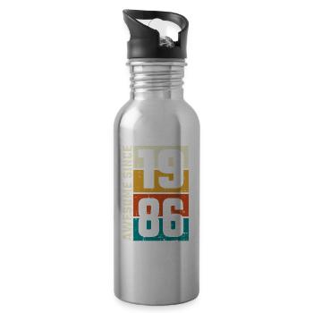 Retro 1986 Spiele-Logo - Trinkflasche mit integriertem Trinkhalm - Lightsilver - Rechts
