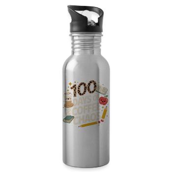 100 Tage Kaffeechaos - Trinkflasche mit integriertem Trinkhalm - Lightsilver - Rechts