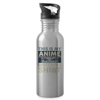 Focus on: The Ultimate Anime Shirt - Water bottle with straw - silver - Right