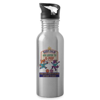 Bleib ruhig und höre auf K-Pop deine tägliche Dosis - Trinkflasche mit integriertem Trinkhalm - Lightsilver - Rechts