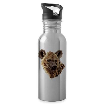 Savannah hyena illustration - Water bottle with straw - silver - Right