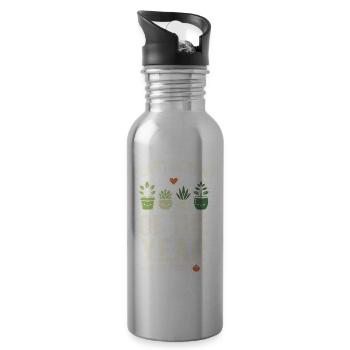 Parent de plante de l’année Humour Pflanzen - Gourde avec paille intégrée - argent clair - Droite