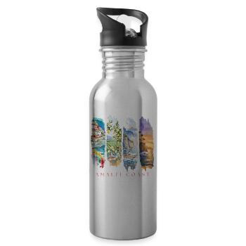 Amalfi Coast Design – Italien Urlaub Motiv - Trinkflasche mit integriertem Trinkhalm - Lightsilver - Rechts