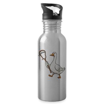 Lacrosse Ente mit Netz - Trinkflasche mit integriertem Trinkhalm - Lightsilver - Rechts
