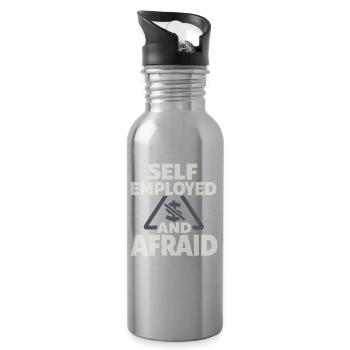 Self-employed freelancer Steuerhumor 1099 Life - Water bottle with straw - silver - Right