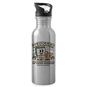 Debugger beider Welten | Debugging Dev - Trinkflasche mit integriertem Trinkhalm - Lightsilver - Rechts