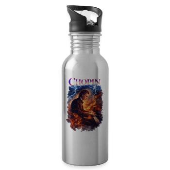 Chopin Fire Piano - Water bottle with straw - silver - Right